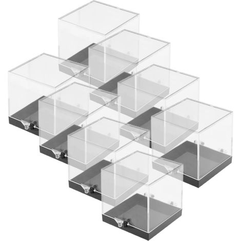 Lot de 8 boîtes rangement carrées en plastique transparent (1/5)