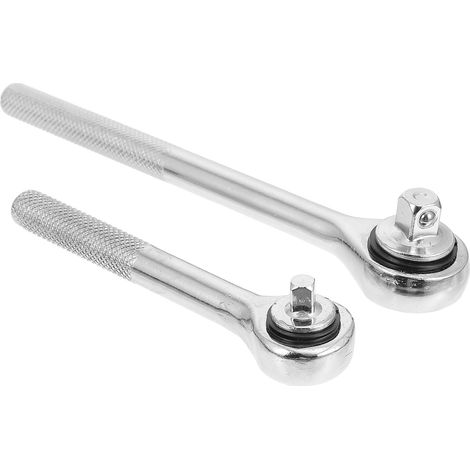 Ensemble de 2 Clés à Douille Cliquet en Acier Argenté, Accès Facile aux Écrous Difficiles, Outil pour Bricolage et Réparation Automobile - (1/5)