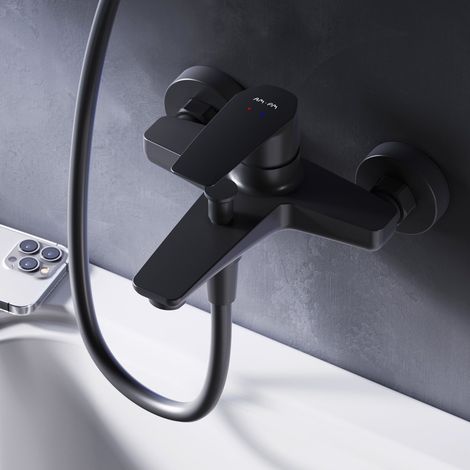 AM.PM Badewannenarmatur Wannenarmatur Schwarz Einhebelmischer Wandmontage Bad Messing Badewannen Armaturen (1/5)