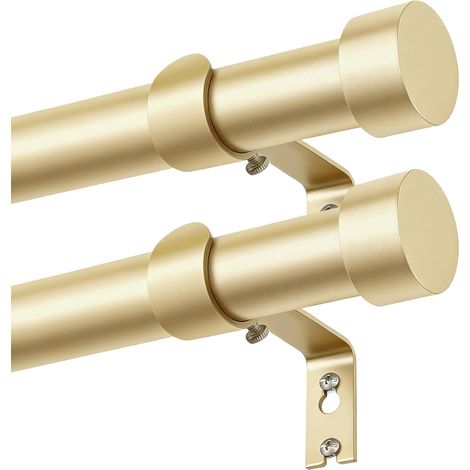 Lot de 2 Tringles Rideau Or - Extensibles 80 à 148 cm - Métal 25mm - Réglables Sans Couture - Salon et Chambre - Finition Dorée (1/5)