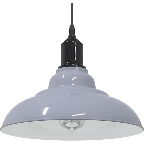 Lampe suspendue vintage réglable hauteur 31 x 13 cm style moderne cuisine salon en métal gris brillant