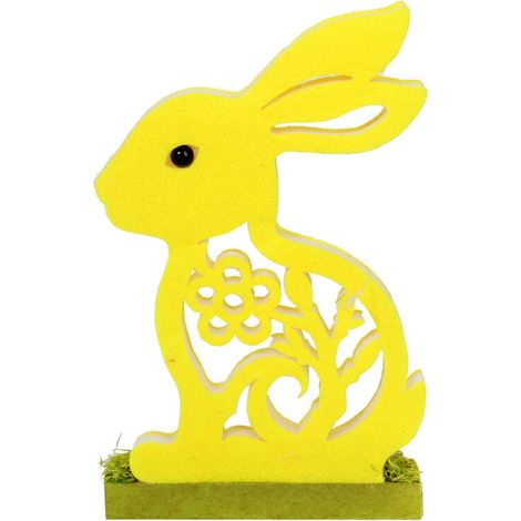 Statuetta di coniglietto pasquale in schiuma, gialla, alta 24 cm. (1/2)
