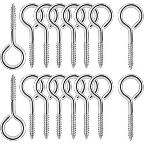 25 Pieces M4 Screw Eyebolt 304 Stainless Steel Round Eye Sheep Screw Self Tapping Ring Screw Eye Hooks Eye Bolt Screw Eyebolt Hooks 50mm (1/5)
