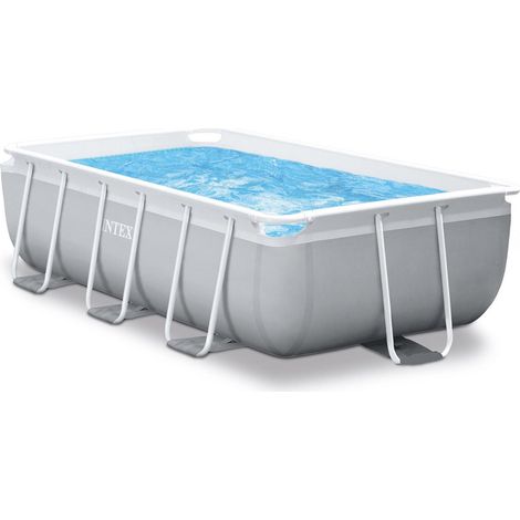 Intex 26784NP – Piscina Fuori Terra Prisma Frame Rettangolare, Pompa Filtro 2006 L/h, Scaletta, 3539 L, Acciaio e PVC, Grigio, 300x175x80 cm (1/5)