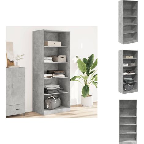 Garde-robe gris béton 80x50x200 cm bois d'ingénierie - Armoire - Placard - Dressing - Meuble Rangement - Mobilier Chambre (1/5)