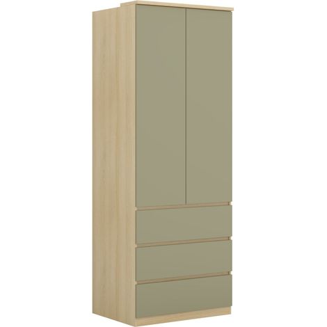 Armario Nolcala 110, Roble + Eucalipto, 215x80x60cm, Puertas de armario: Con bisagras, Número de estantes: 0