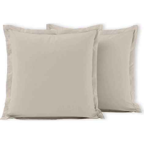 Kissenbezüge 63 x 63 cm, 100 % Baumwolle, 2er-Set, Elfenbeinbeige, weich, atmungsaktiv und pflegeleicht (1/3)