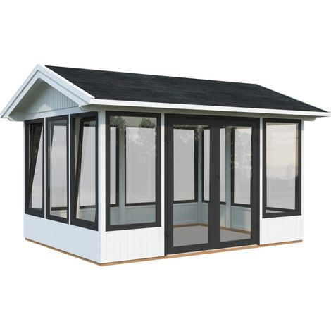 Abri de jardin en bois Isabella 10,9 m2 Peint blanc (1/5)