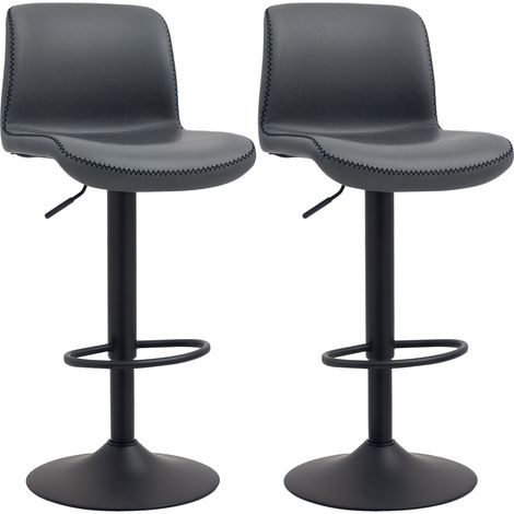 Bar Stools Set of 2, Backrest, Footrest, 51 x 42 x 106 cm, Dark Grey (1/5)