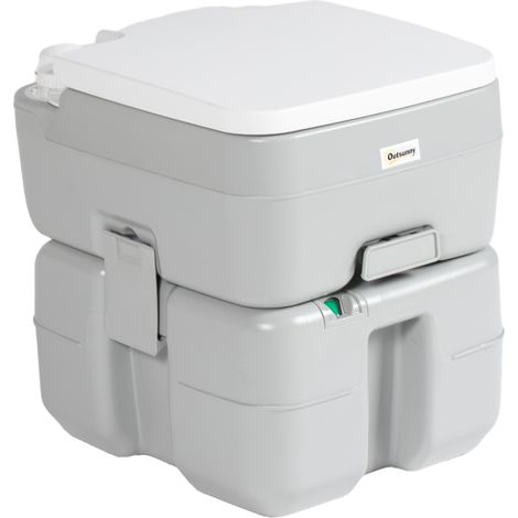 Toilettes portables de 20L avec, charge max 150 kg, gris, 33 x 40 x 43 cm, pour maison et usage quotidien, format pratique