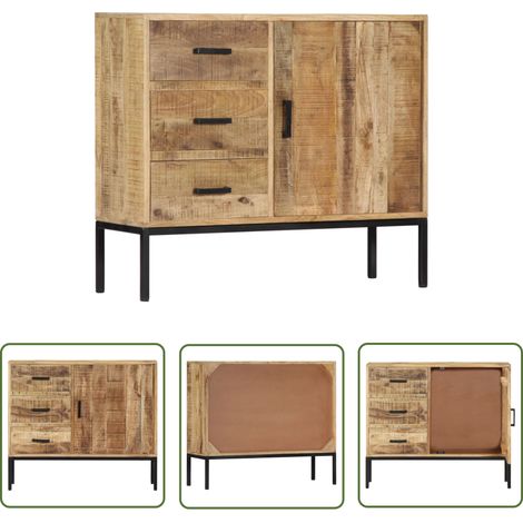 Buffet Commode Armoire Luxueux, pour Salon Chambre Entrée Cuisine, 88 x 30 x 71 cm Bois de manguier massif OIB8454E (1/5)