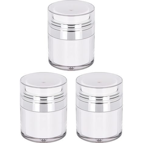 Airless Pump Dispenser Set of 3 Cream Vacuum Pump Bottles Empty Pump Glass Refillable Travel Cream Bottle Portable Cosmetic Container (30ml) Clear (1/5)