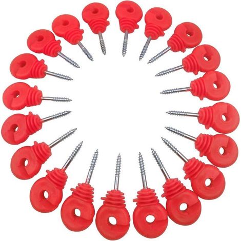 20 pcs Isolateur Cloture Electrique a Visser, Isolateur Cloture Electrique pour Grillage Piquet Fer, Isolateur Cloture Electrique pour Animaux Chevaux Fil Cloture éLectrique Fixe(Rouge) (1/4)