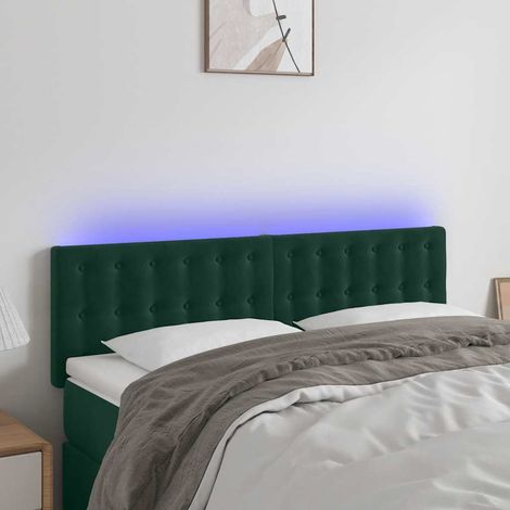 LED Kopfteil Dunkelgrün 144x5x78/88 cm Samt