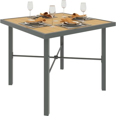 Outsunny 90cm Square Outdoor Patio Garden Dining Table with Umbrella Hole (1/5)