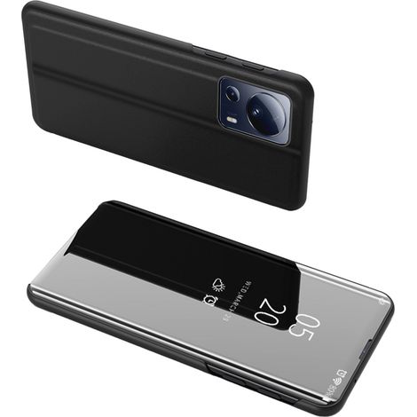 Funda tipo libro brillante para Xiaomi 13 Lite Clear View Case negra (1/5)