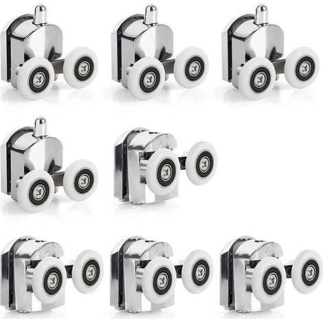 Lot de 8 roulettes pour porte de douche coulissante – Diamètre 23 mm – Alliage de zinc résistant à la corrosion – Installation rapide (1/5)