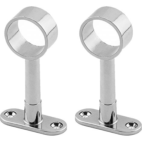 Support Central Pour Tringle De Penderie - Tube Rond 25 mm - Réglable 64 à 93 mm - Fixation Par Vis - 2 Pièces