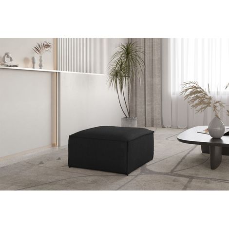 Polsterhocker Designerhocker CELES PREMIUM 65x65 cm in Stoff Scala Schwarz (1/3)