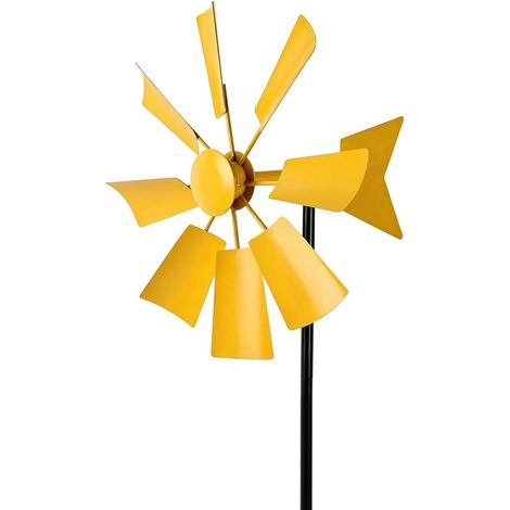 Moulin à vent en métal pour jardin, pelouse, terrasse, jaune (1/5)