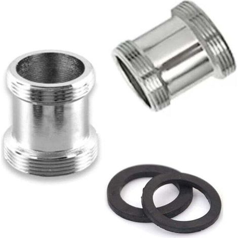 Set of 2 Brass Tap Adapters, 22mm NPT Male Thread, Tap Aerator Connector for Sink Tap, Water Purifier Adapter (M22 – M22)