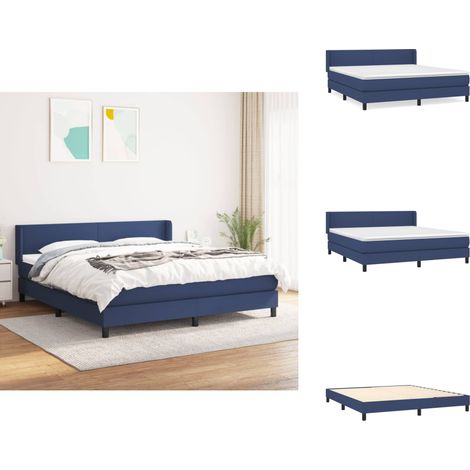 Boxspringbett mit Matratze Blau 180x200 cm Stoff - Boxspringbett - Doppelbett - Schlafraum - Blau - Bettsofa (1/5)