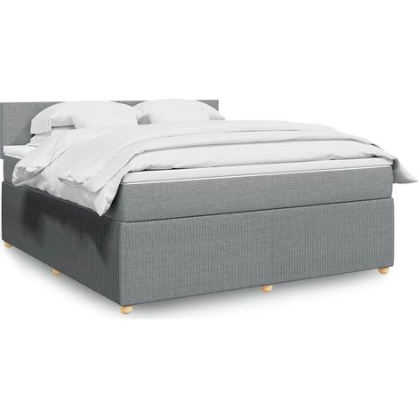 Boxspringbett mit Matratze Hellgrau 180x200 cm Stoff