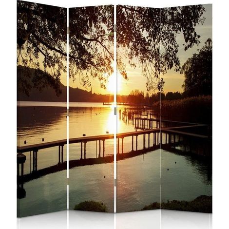 Paravento bilaterale, Tramonto su un fiume - 145x170 (1/5)