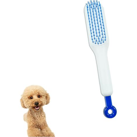 Cepillo de aseo extensible para perros y gatos pequeños, cepillo de masaje para cachorros y gatos de todo tipo de pelaje (blanco). (1/5)