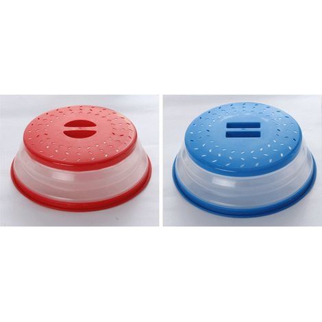 Cloche Micro Onde,2PCS Cloche Micro-Onde Pliable,Onde ssoire avec Trous de Vapeur pour Fruits Et Légumes, Couvercle Cloche Anti Vapeur et Fonction ssoire (1/5)