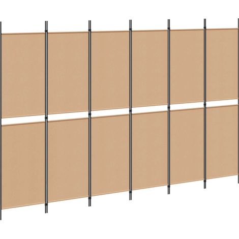 vidaXL 6-Panel Room Divider Beige 300 x 200 cm Fabric