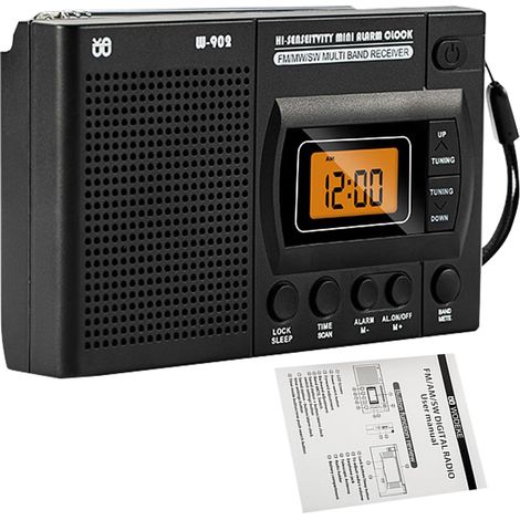 Digitaler Radiowecker – Radiowecker  LCD-Uhr  Wecker mit AM/FM-Empfang  Batteriebetriebenes Analogradio  DSPP-Chip mit Teleskopantenne