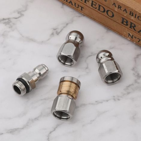 4pcs Buses de Jet d'Égout, en Acier Inoxydable pour Nettoyeur Haute Pression Kit d'Embouts de Buse de Tuyau de Vidange avec Interface de Connexion Rapide NPT 1/4" (1/4)