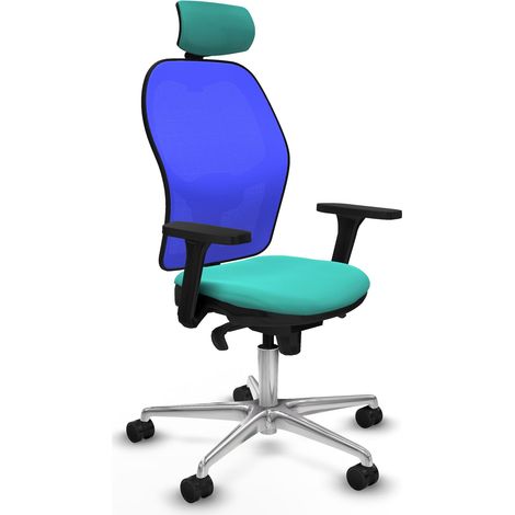Jorquera sincro malla azul similpiel turquesa brazos 3D base aluminio cabecero 2D ruedas 65mm nailon (1/5)