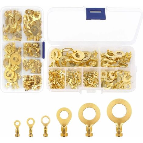 Kit de terminales eléctricos de 300 piezas, terminales de anillo de cobre, conector de anillo de terminal de crimpado, M3, M4, M5, M6, M8, M9, M10, surtido de conectores de crimpado de cable para mode (1/5)