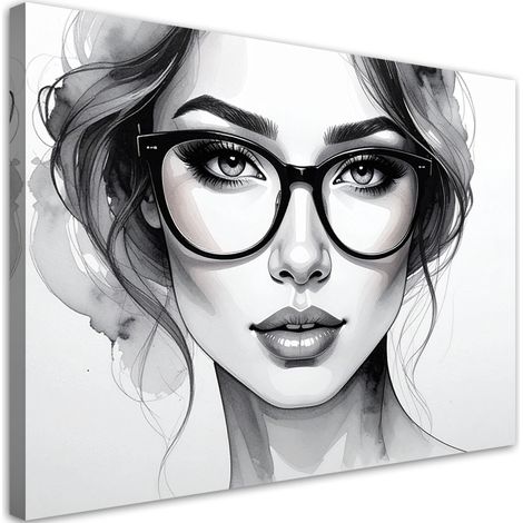 Wandbild Porträt einer Frau mit Brille 60x40 cm (1/5)
