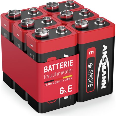 6 ANSMANN Alkaline longlife Rauchmelder 9V Block Batterien - Premium Qualität