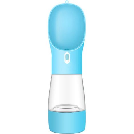 DOLASO Hundewasserflasche, tragbare Hundeflasche, multifunktionale Wasserflasche für Haustiere und Katzen, Reise-Hundewasserflasche mit Snackflasche (blau, 258 ml)