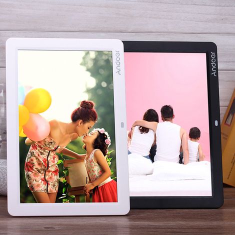 Cadre photo numérique LED HD 12 pouces Andoer, album numérique haute résolution 1280 x 800, avec télécommande, fonctions multiples incluant horloge LED, calendrier, lecteur MP3/MP4 et prise en charge
