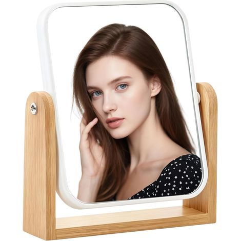 Miroir cosmétique 3X/1X avec grossissement, miroir de table rotatif à 360°, miroir double face Super HD, miroir de maquillage pour le maquillage, le soin du visage et le rasage (1/5)