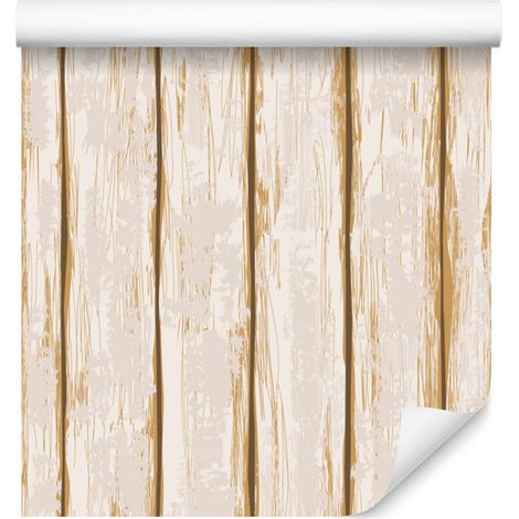 Papel pintado con efecto madera clara y tablones de madera con aspecto usado y vintage, 50x1000 cm. (1/5)