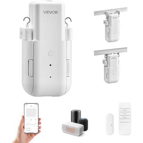 VEVOR Apri Tenda Automatico Controllo APP Telecomando Intelligente Apri Tenda Elettrico, Compatibile con Alexa e Google Home, con Modalita Silenziosa e Timer, per Binario a U/I