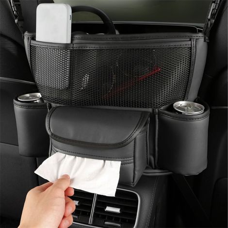 Sac De Rangement Pour Voiture - Cuir - Fixation Entre Les Sièges Avant - Compatible Tous Véhicules - 1 Pièce (1/5)