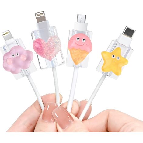 4 Pièces Protecteur de Câble Protège Raccord pour Android USB Type-C et USB-C Lightning (1/5)