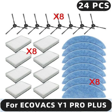 Pièces détachées compatibles avec les aspirateurs ECOVACS YEEDI Y1 PLUS / Y1 PRO PLUS : brosse latérale, filtre HEPA, chiffon de nettoyage et accessoires. (1/5)