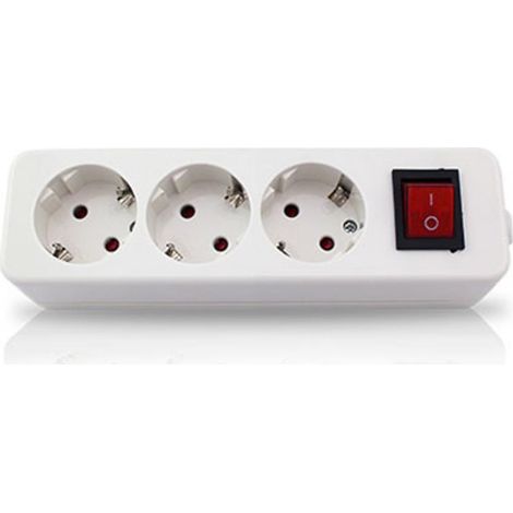 ORION91 Pack x 2 unidades BASE 3 TOMAS C/INT SIN CABLE BLANCA SpazioLuzio Elec BS.2