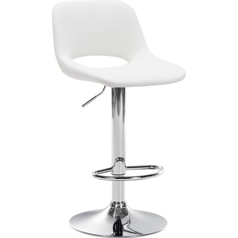 Sgabello da bar seggiolone x1 con poggiapiedi in PVC bianco con base in metallo cromato 100004578