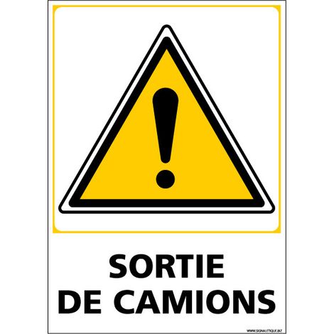 PANNEAU DE SIGNALISATION SORTIE DE CAMIONS (C1294) - Adhésif - 75 x 105 mm
