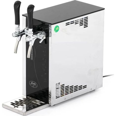 PYGMY 25/K Exclusive Zapfanlage avec 2 Têtes de Tirage, Refroidisseur à Air Sec, Système de Tirage Bière sans CO2, Compresseur d'Air Intégré pour Bière Ultra-Froide Idéal Usage Privé