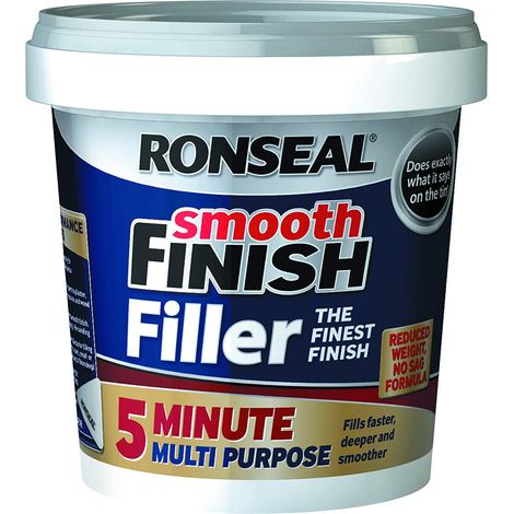 Ronseal Multi-Purpose Smooth Finish Filler 5-Minute Ready-Mixed Tub 600ml